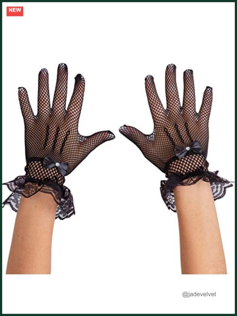 Fishnet Lace Gloves Sheer Evening Ruffle Cuffs Gatsby Costume